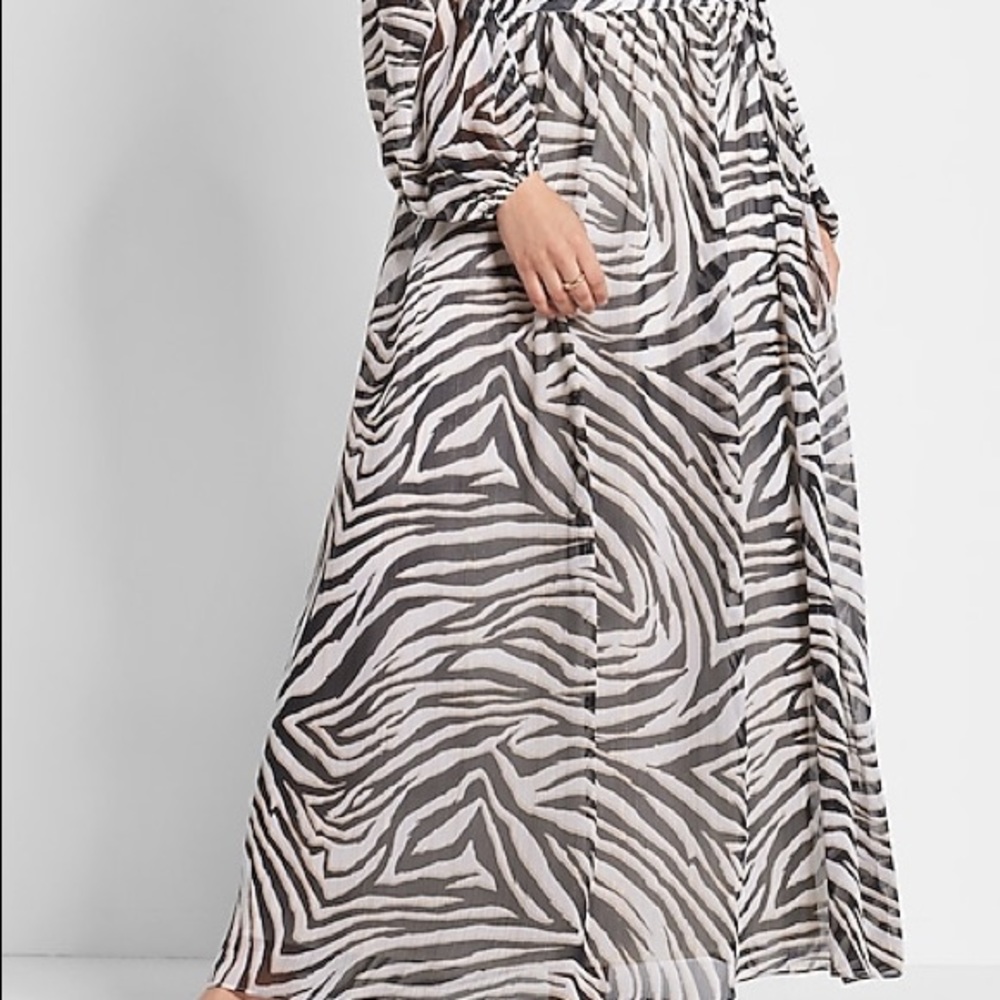 Rachel Zoe Zebra Printed Maxi Skirt, Size Medium